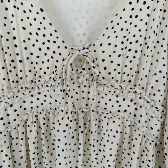 Altar’d State White Black Polka Dot Mini Dress size Large NWT Long Sleeves - Picture 4 of 12